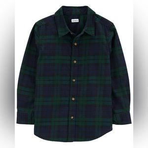 Boys 5Tblack watch plaid button down shirt